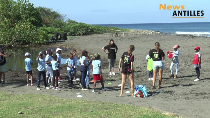 Journée Protection de la mer avec 10 classes élémentaires de Vieux Habitants avec lassociation O Pipirit Chantan.